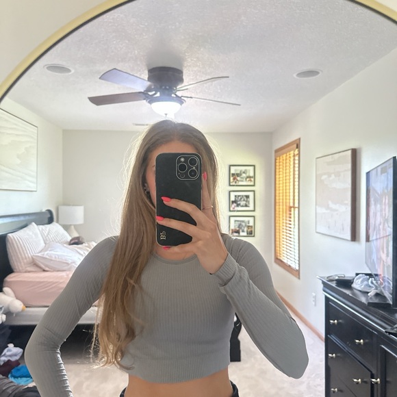 lululemon athletica Tops - lululemon athletica Ribbed Long-Sleeve Crop Top - Gray